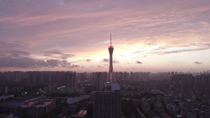 郑州城市空镜中原福塔傍晚航拍