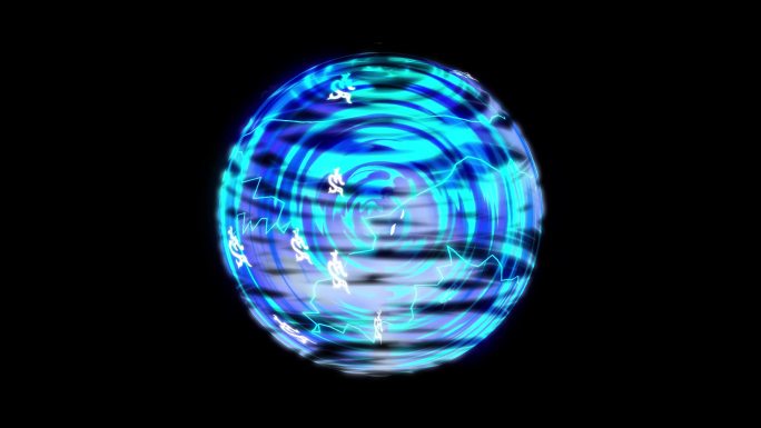 AE手绘卡通蓝色闪电光球旋转魔法屏障