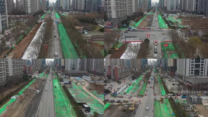 城市规划道路施工改造航拍