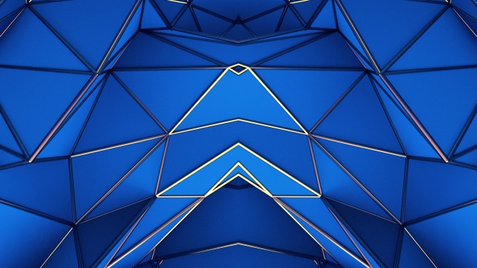 【4K时尚背景】蓝色3D视觉三角几何图形