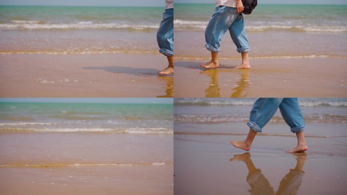 游客海滩上沙滩海滩大海海浪海水浪花希望