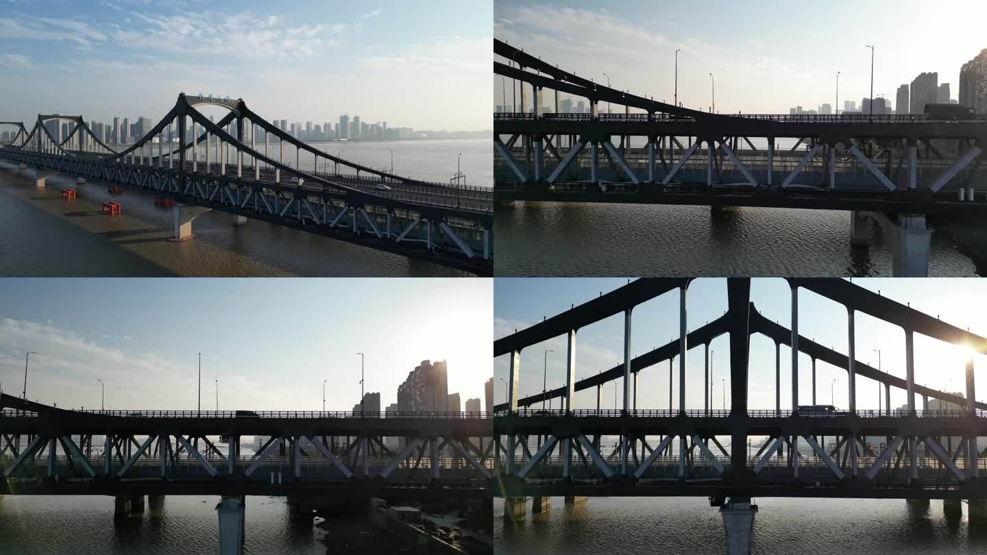 杭州彭埠大桥钢铁桥梁航拍