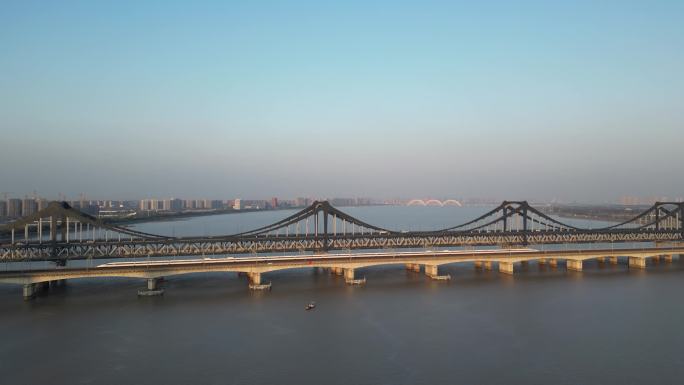 杭州彭埠大桥高铁公路桥航拍