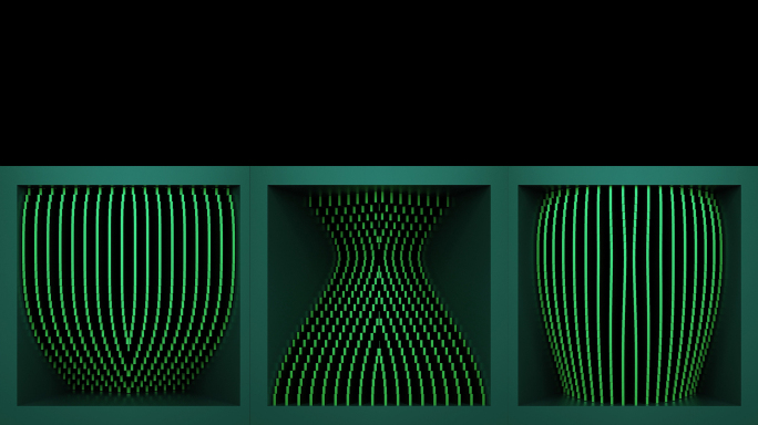 【裸眼3D】绿金曲线立体线条艺术盒子空间