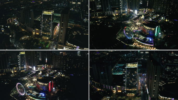 南京百家湖商圈繁华夜景航拍