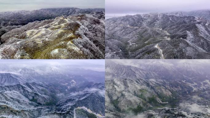 4K延时航拍桂林资源十里平坦雪山云海