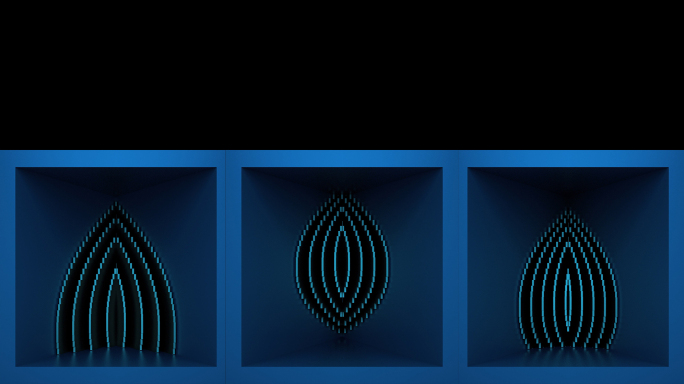 【裸眼3D】蓝色曲线立体线条艺术盒子空间