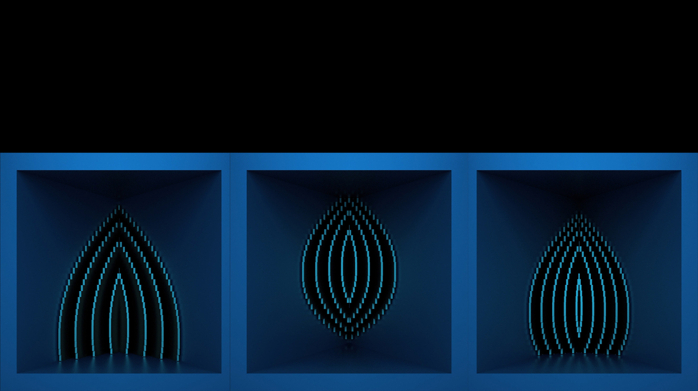 【裸眼3D】蓝色曲线立体线条艺术盒子空间