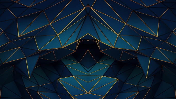 【4K时尚背景】墨蓝3D视觉几何动态立体