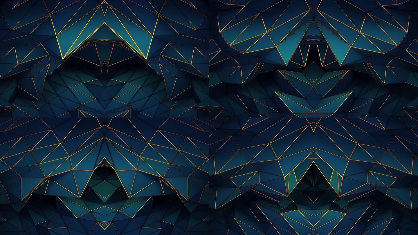 【4K时尚背景】墨蓝3D视觉几何动态立体