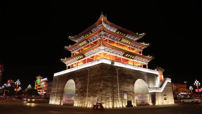 永昌钟鼓楼 夜景  延时