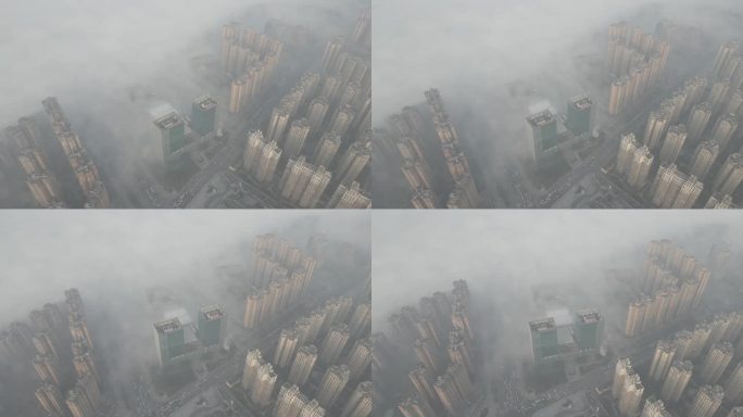 内江川南电商大厦大雾天气航拍4K
