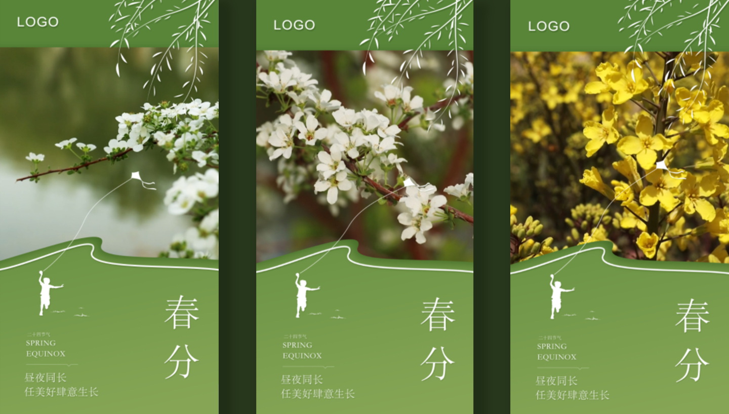 竖版绿色春天春分节气视频动态海报设计
