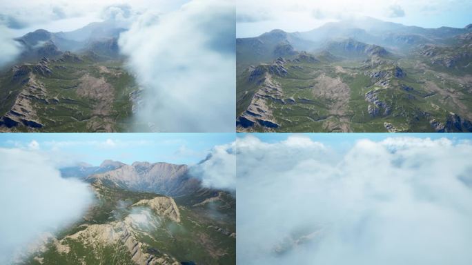 大气山脉群山高海拔鸟瞰云雾翻涌风光镜头