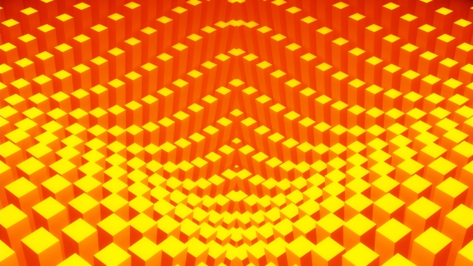 【4K时尚背景】橙黄方块矩阵几何梦幻空间
