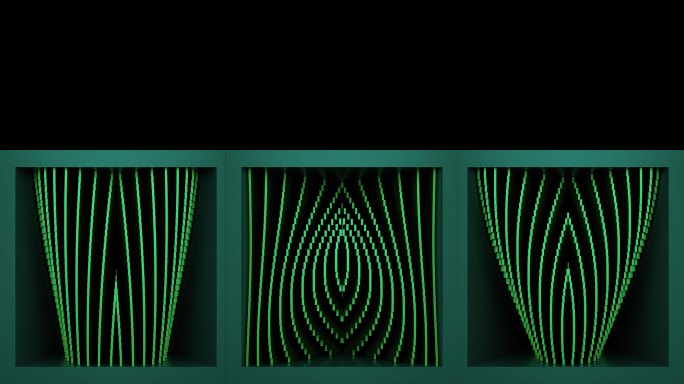 【裸眼3D】绿金立体线条曲线艺术空间盒子