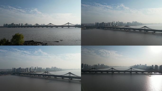 杭州彭埠大桥航拍远景