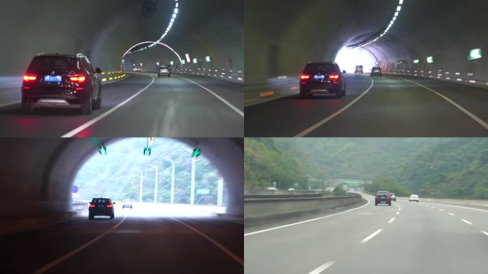 开车驾驶在隧道中驶出隧道高速公路隧道行驶