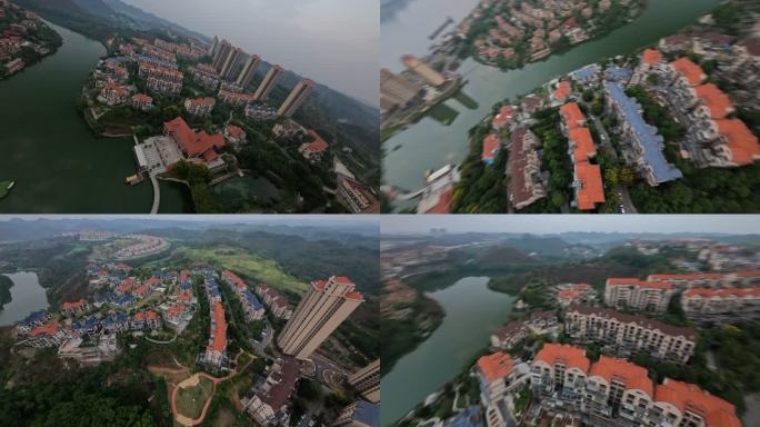 宜昌中铁龙盘湖世纪山水别墅穿越机航拍全景