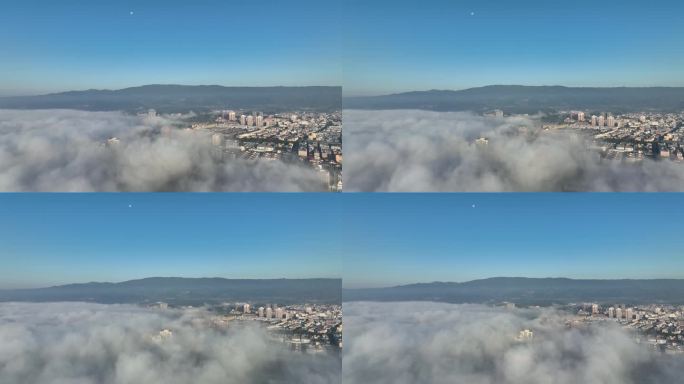 云雾笼罩下的瑞丽市高楼