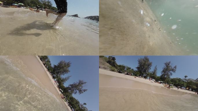 沙滩 海滩 奔跑 阳光 少年 运动 海水