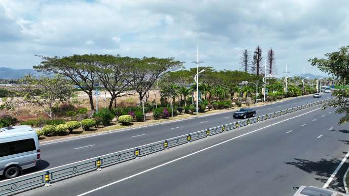 航拍三亚海棠湾公路美景