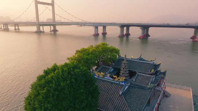 福州闽江洪塘大桥金山寺黄昏