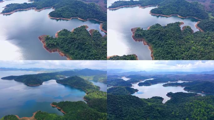 高清4k 航拍 海南松涛湖  水库