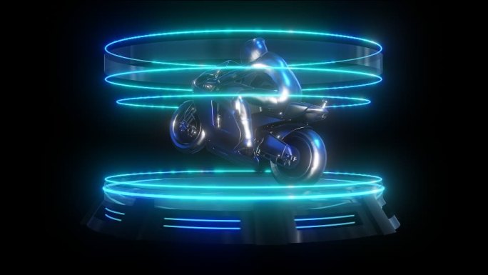 摩托骑手元宇宙全息科技光圈通道素材