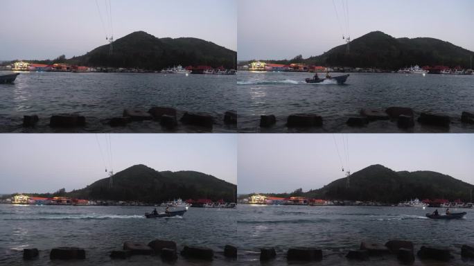 海南陵水渔村渔港码头夜景