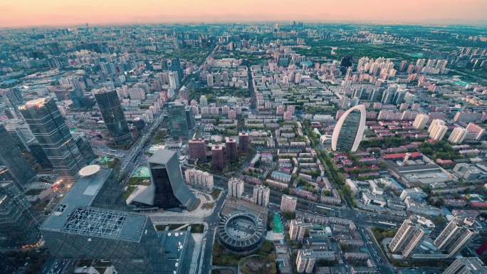 北京高度中国尊视角俯瞰城市国贸日转夜延时