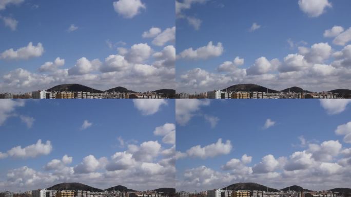 4k延时城市上空的蓝天白云