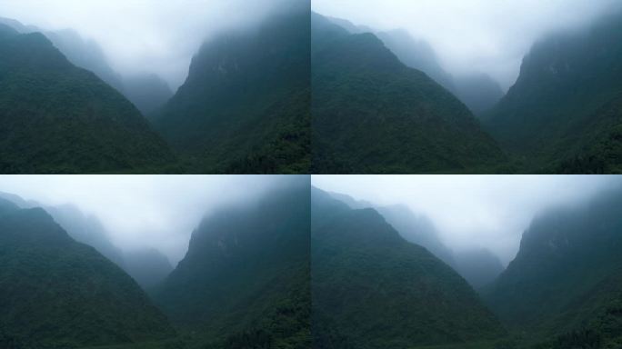 峨眉后山山雨欲来云雾缭绕山谷