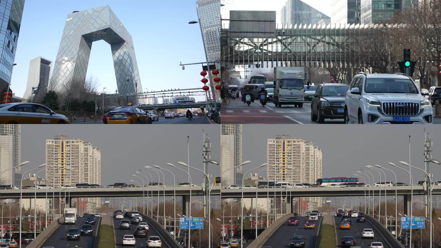 北京国贸桥路口车流