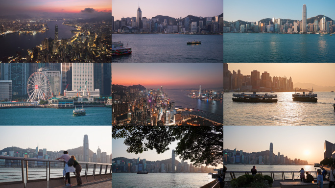 4K合集-香港维多利亚港人文景观