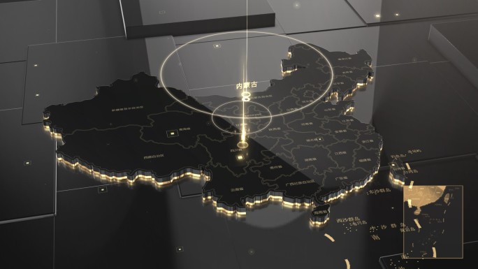 黑金质感方块元素中国地图