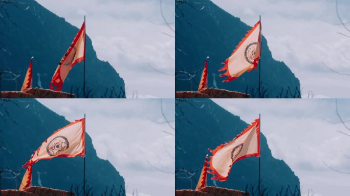 【4K】古战场古代边关飘扬的战旗