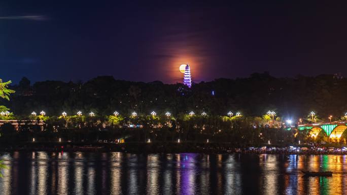 南充白塔超级月亮夜景远景延时4K