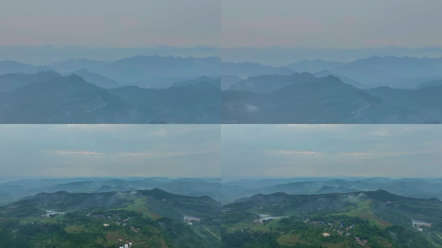 4k航拍云雾缭绕的大山