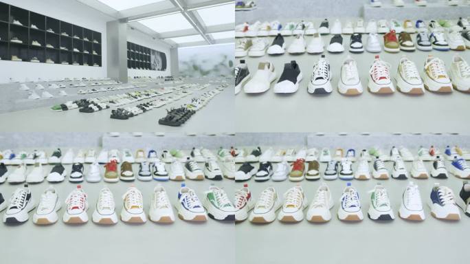 鞋子展示运动鞋休闲鞋大量鞋子仓库