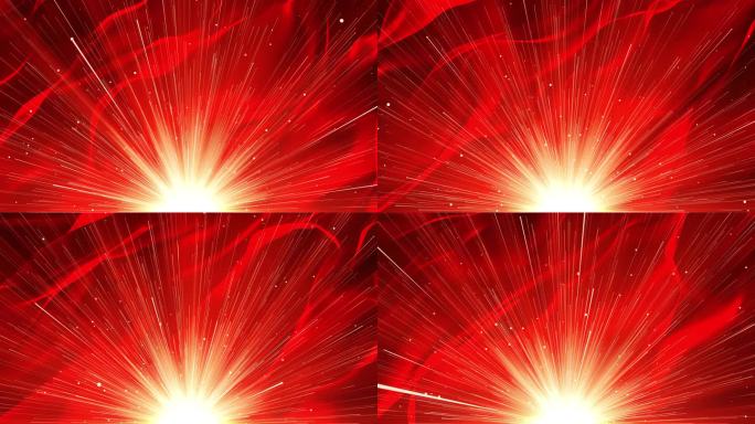 4K红色粒子射线放射红绸红布红旗循环背景