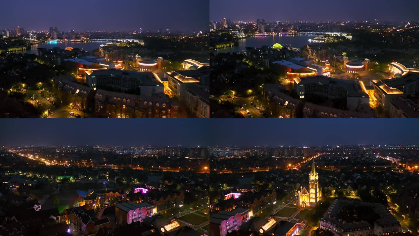 上海泰晤士小镇夜景航拍