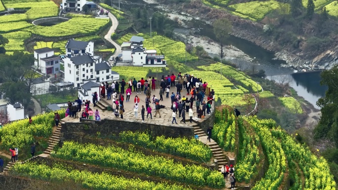 黄山歙县石潭油菜花春天