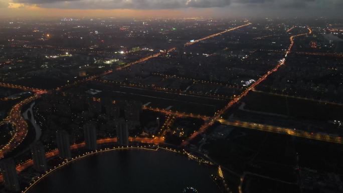 4k-航拍兰香湖夜景