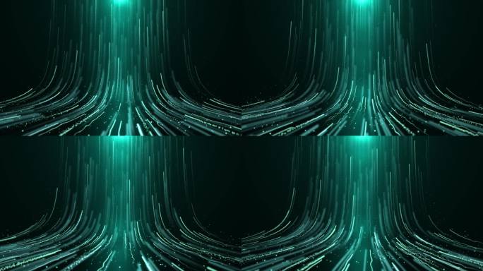 绿色粒子光线上升视频粒子线条流动动画背景