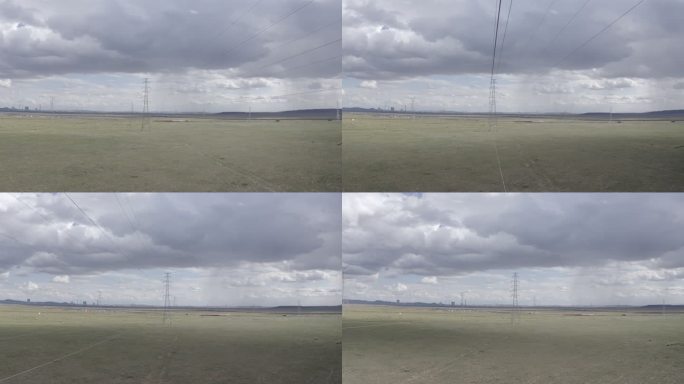 4k内蒙古电力航拍草原