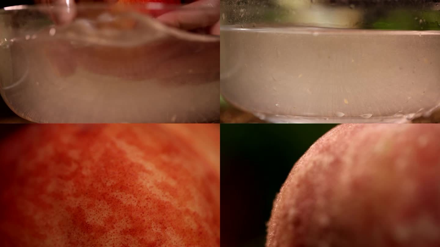 【镜头合集】特写食材刷洗桃子水蜜桃水果1