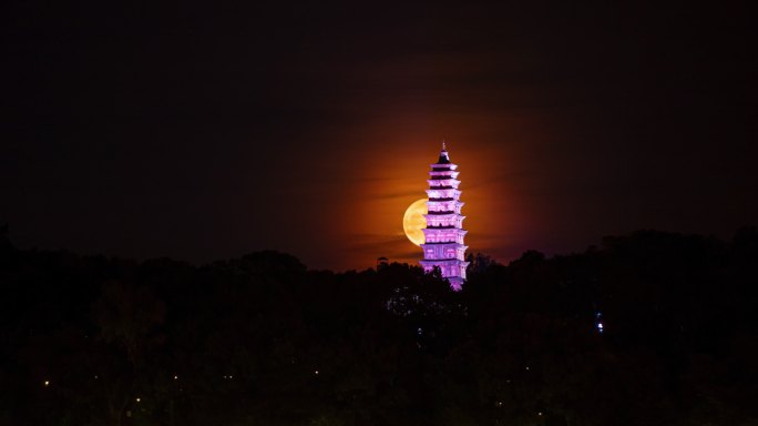 南充白塔超级月亮夜景近景延时4K