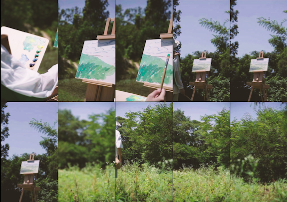 野外作画绘画画板女大学生露营绿植log