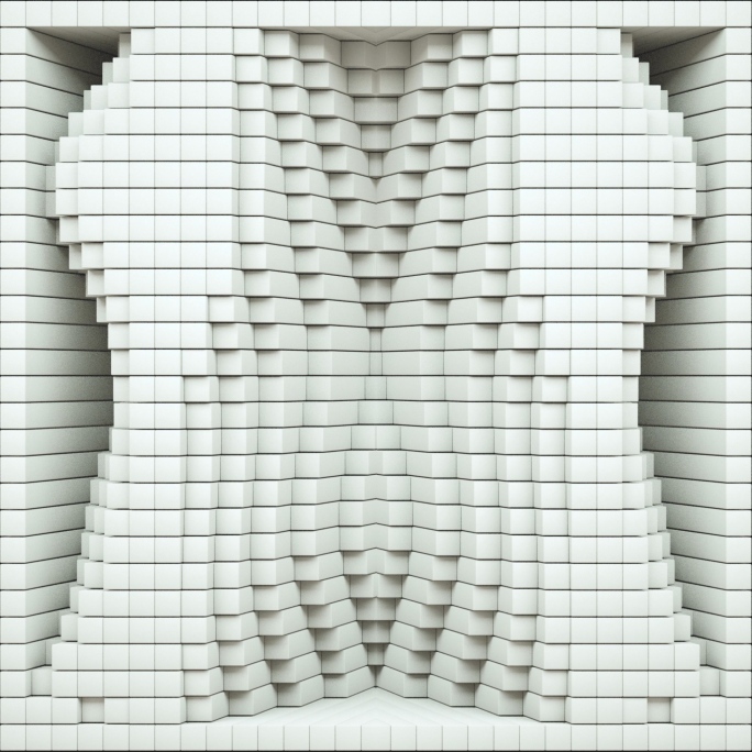 【裸眼3D】白色艺术方块波形立体空间盒子